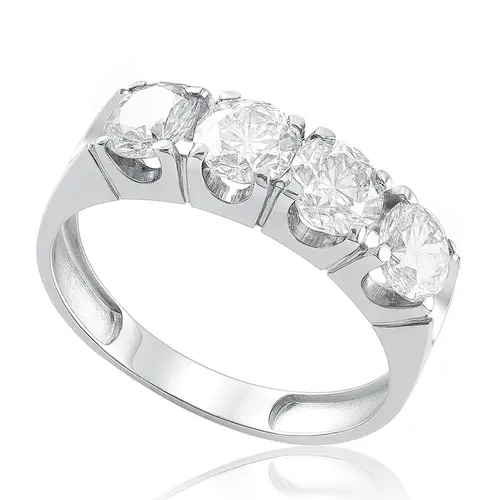 MEIA ALIANÇA DE OURO BRANCO COM DIAMANTES TOTALIZANDO 2,0 CTS.