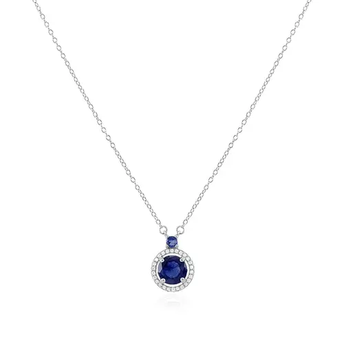 Conjunto Gargantilha, Pulseira, Par de Brincos e Anel de Prata com Cristais e Safiras