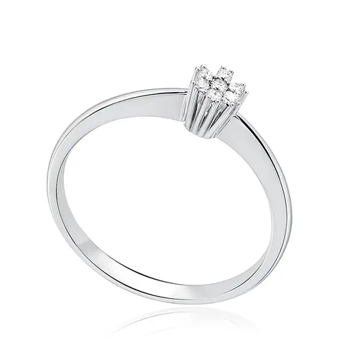 Anel Chuveiro de Ouro Branco com 7 Diamantes de Laboratório