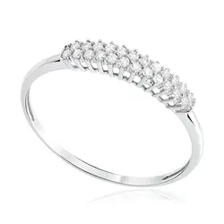 Meia Aliança Dupla de Ouro Branco com 24 Diamantes de Laboratório