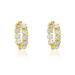 Par de Brincos Argola de Ouro Amarelo com Diamantes