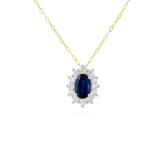 Pingente de Ouro com Safira e Diamantes