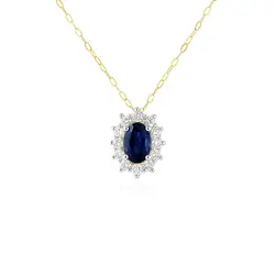 Pingente de Ouro com Safira e Diamantes