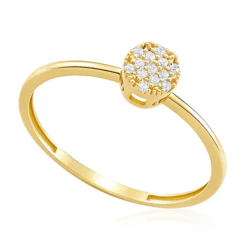 Anel Chuveiro de Ouro Amarelo 18K e Diamantes totalizando 7 pts.