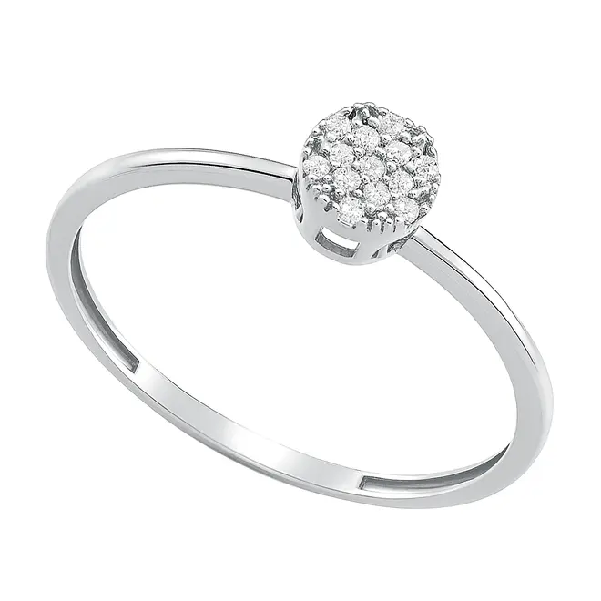 Anel Chuveiro de Ouro Branco com e Diamantes totalizando 7 pts.
