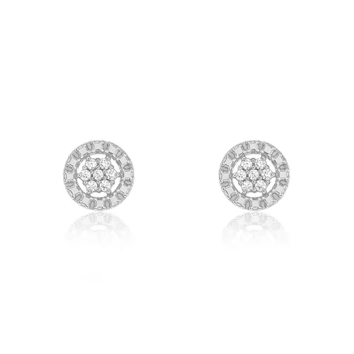 Par de Brincos Chuveiro de Ouro Branco com e Diamantes totalizando 7 pts.