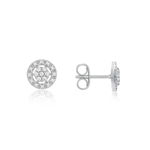 Par de Brincos Chuveiro de Ouro Branco com e Diamantes totalizando 7 pts.