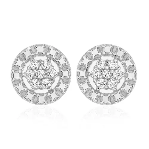 Par de Brincos Chuveiro de Ouro Branco com e Diamantes totalizando 7 pts.