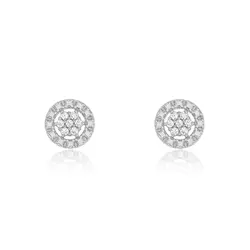 Par de Brincos Chuveiro de Ouro Branco com e Diamantes totalizando 7 pts.