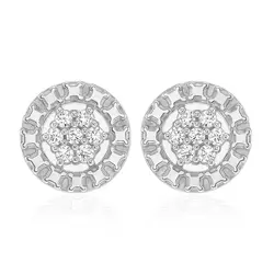 Par de Brincos Chuveiro de Ouro Branco com e Diamantes totalizando 7 pts.