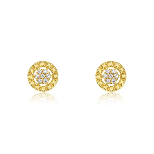 Par de Brincos Chuveiro de Ouro Amarelo com e Diamantes totalizando 7 pts.