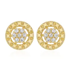 Par de Brincos Chuveiro de Ouro Amarelo com e Diamantes totalizando 7 pts.