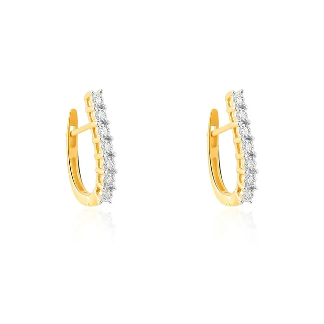 Par de Brincos de Ouro Amarelo com Diamantes