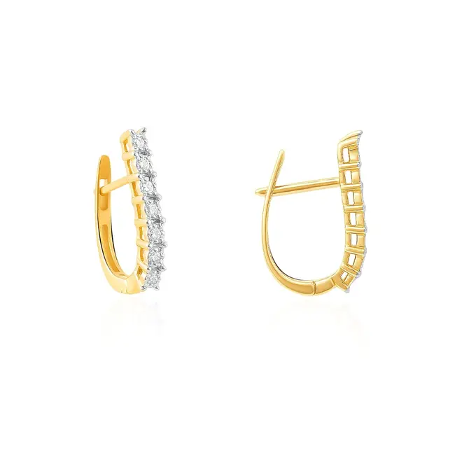 Par de Brincos de Ouro Amarelo com Diamantes