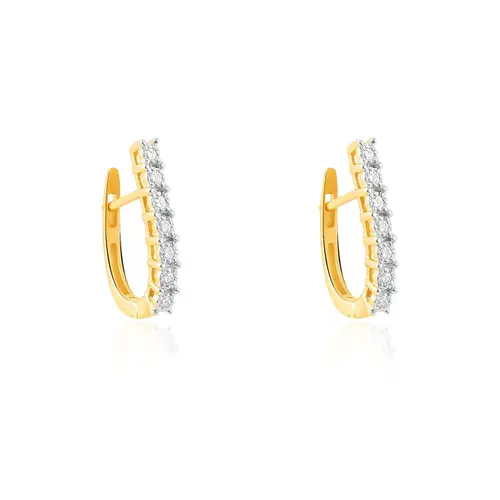 Par de Brincos de Ouro Amarelo com Diamantes