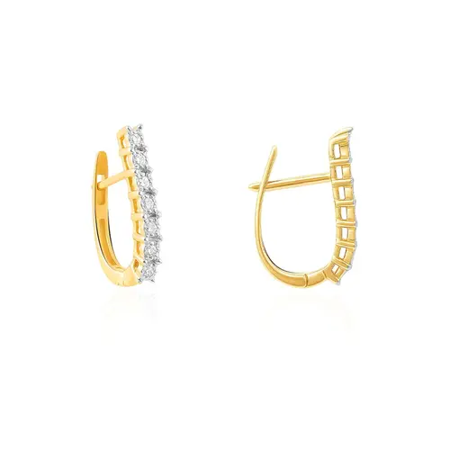 Par de Brincos de Ouro Amarelo com Diamantes