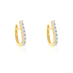 Par de Brincos de Ouro Amarelo com Diamantes