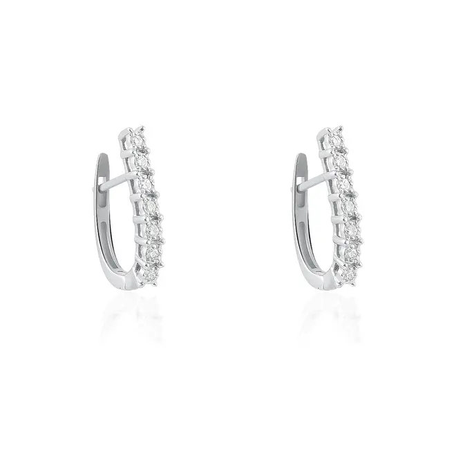 Par de Brincos de Ouro Branco com Diamantes
