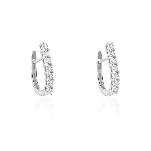 Par de Brincos de Ouro Branco com Diamantes