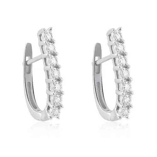 Par de Brincos de Ouro Branco com Diamantes
