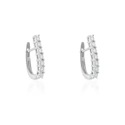 Par de Brincos de Ouro Branco com Diamantes
