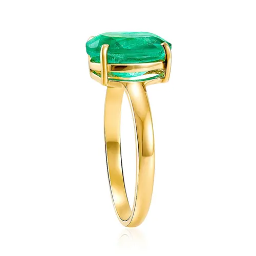 Anel de Ouro Amarelo com Esmeralda de 2,8 Cts.
