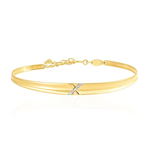 Bracelete X de Ouro Amarelo com Diamantes