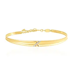 Bracelete X de Ouro Amarelo com Diamantes