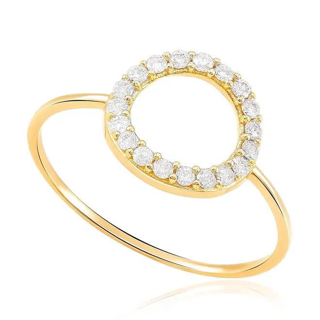 Anel de Ouro Amarelo com Diamantes totalizando 20 pts.