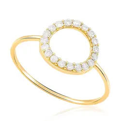 Anel de Ouro Amarelo com Diamantes totalizando 20 pts.