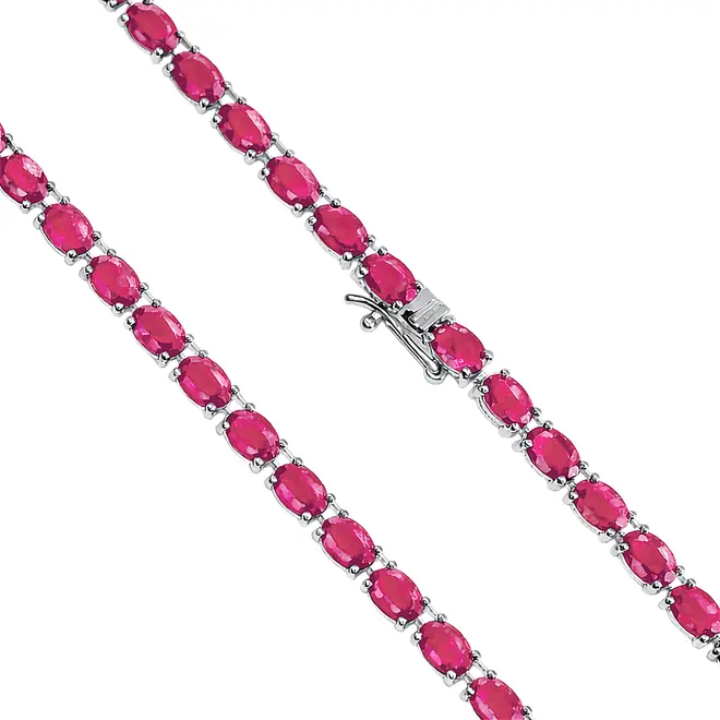 Gargantilha de Prata com 70 Rubis Totalizando 56 cts