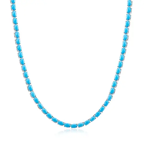 Gargantilha de Prata com 70 Turquesa Totalizando 55 cts