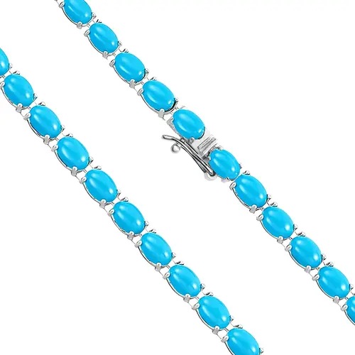 Gargantilha de Prata com 70 Turquesa Totalizando 55 cts