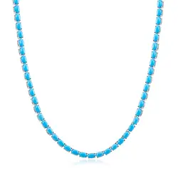 Gargantilha de Prata com 70 Turquesa Totalizando 55 cts