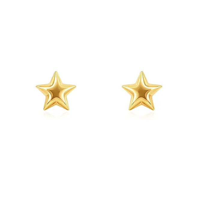 Par de Brincos Estrela em Ouro Amarelo