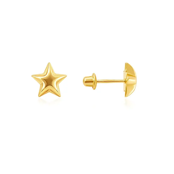 Par de Brincos Estrela em Ouro Amarelo