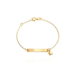 Pulseira Ouro Amarelo 18K com Plaquinha e Berloque Estrela