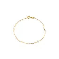 Pulseira Ouro Amarelo 18K Infantil com 4 Pérolas