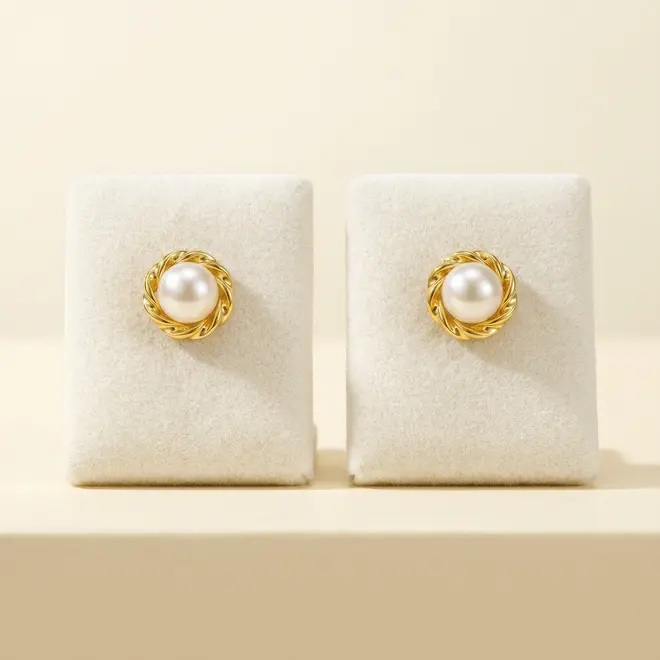 Par de Brincos de Ouro com Pérolas infantil
