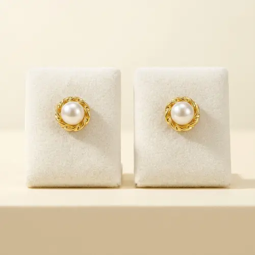 Par de Brincos de Ouro com Pérolas infantil