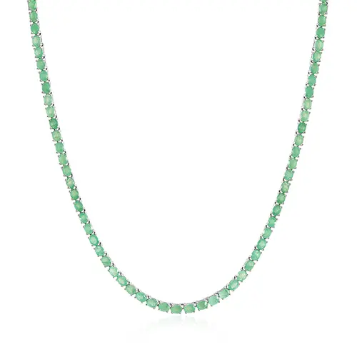Gargantilha de Prata com Esmeraldas Totalizando 48,0 cts