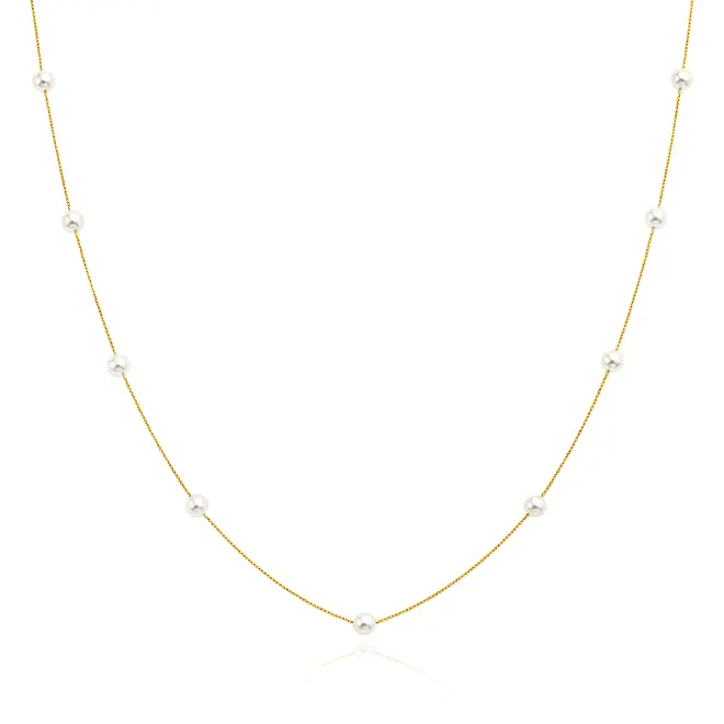 Colar de Ouro Amarelo com Perolas