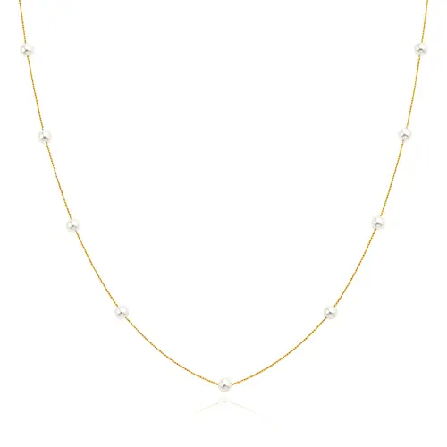 Colar de Ouro Amarelo com Perolas