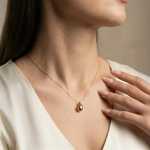Colar de Ouro Amarelo com Gota