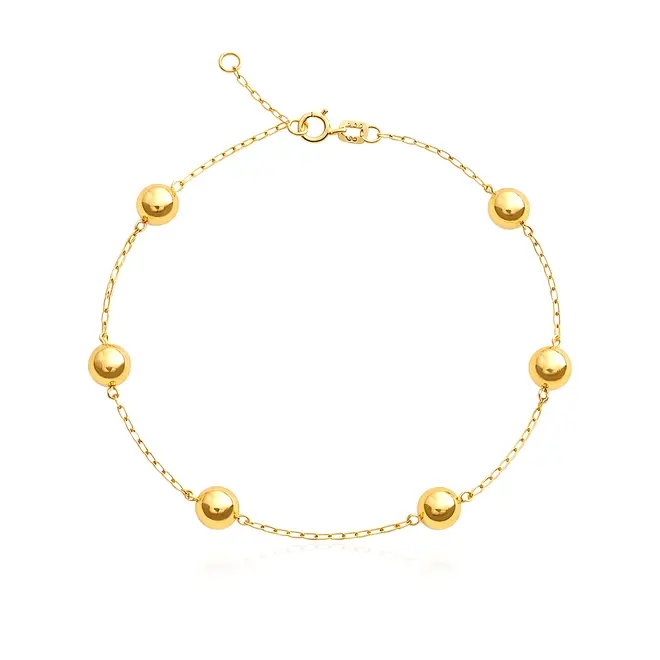 Pulseira Ouro Amarelo 18K com Esferas de 5 mm