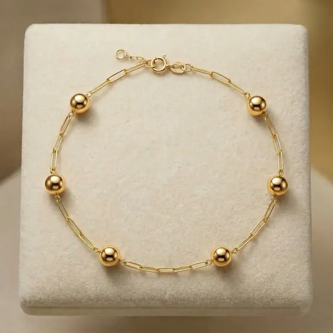 Pulseira Ouro Amarelo 18K com Esferas de 5 mm