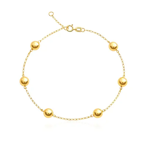 Pulseira Ouro Amarelo 18K com Esferas de 5 mm