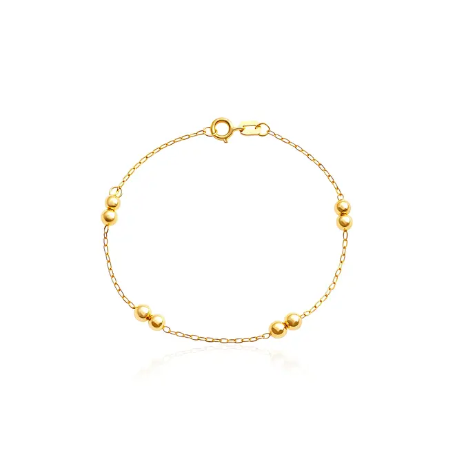 Pulseira Ouro Amarelo 18k Infantil com Esferas de 3 mm