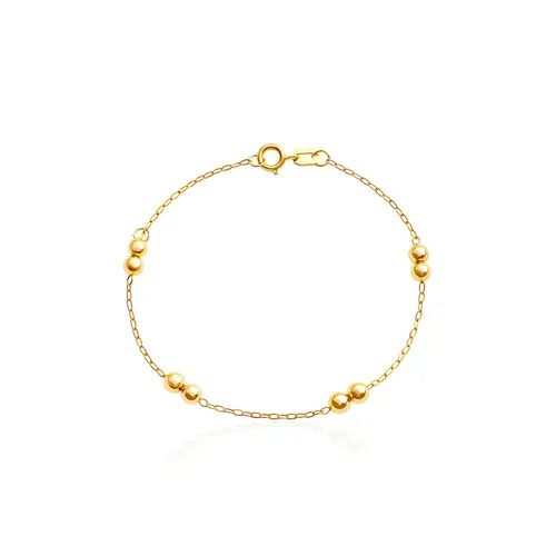 Pulseira Ouro Amarelo 18k Infantil com Esferas de 3 mm