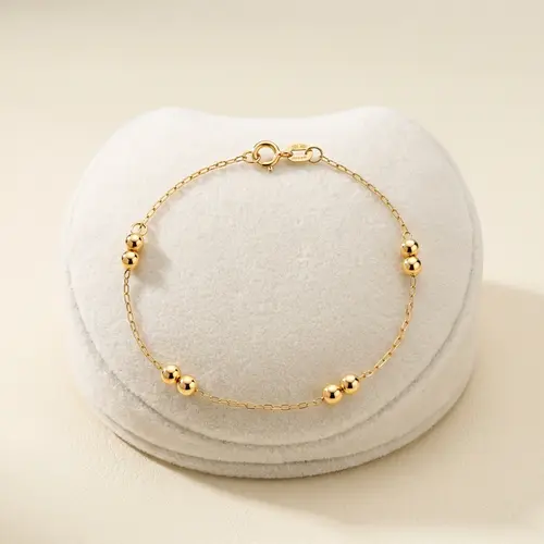Pulseira Ouro Amarelo 18k Infantil com Esferas de 3 mm